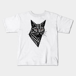 Geometric Black Cat Kids T-Shirt